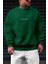 Erkek Bntn Yeşil Dreamer Baskılı 0 Sıfır Yaka Oversize Salaş Bol Kesim Polar Sweatshirt 1