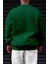 Erkek Bntn Yeşil Dreamer Baskılı 0 Sıfır Yaka Oversize Salaş Bol Kesim Polar Sweatshirt 2