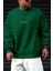 Erkek Bntn Yeşil Dreamer Baskılı 0 Sıfır Yaka Oversize Salaş Bol Kesim Polar Sweatshirt 3