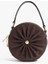 Siyah Ins Şık Kadın Çantaları Pileli Buzlu Deri Yuvarlak Şekil Çanta Üst Saplı Altın Zincir Moda Crossbody Çanta (Yurt Dışından) 2