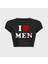 Y2K I Love Me Baskılı Siyah Crop 1