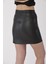 Deri Görünümlü Fermuar Detaylı Mini Etek 4