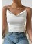 Kadın Kolsuz Askılı Degaje Yaka Bluz Crop 3