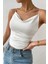 Kadın Kolsuz Askılı Degaje Yaka Bluz Crop 5