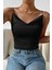 Kadın Kolsuz Askılı Degaje Yaka Bluz Crop 4