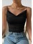 Kadın Kolsuz Askılı Degaje Yaka Bluz Crop 3