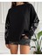 Crep Tekstil Oversize Siyah Sweatsirt 2