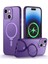 Apple iPhone 15 Uyumlu Kılıf Zebana First Class Standlı Kılıf (Kablosuz Şarj) Derin Mor 1