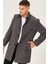 PLT8367 Dewberry Erkek Palto-Düz Gri 1