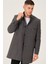 PLT8367 Dewberry Erkek Palto-Düz Gri 5