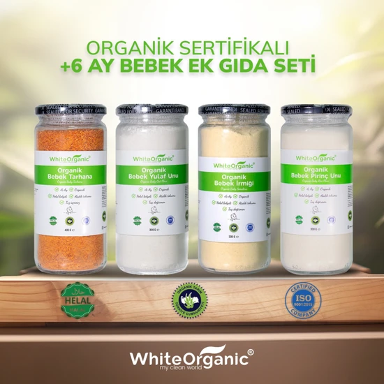 White Organic Organik Bebek Ek Gıda Seti +6 Ay Bebek Tarhana Bebek İrmiği Tam Pirinç Unu Tam Yulaf Unu