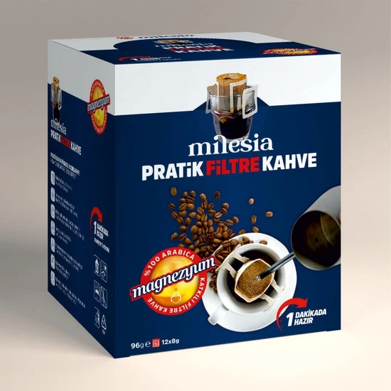 Milesia Magnezyumlu Pratik Filtre Kahve 12 x 8 gr / Drip Kahve / %100 Arabica