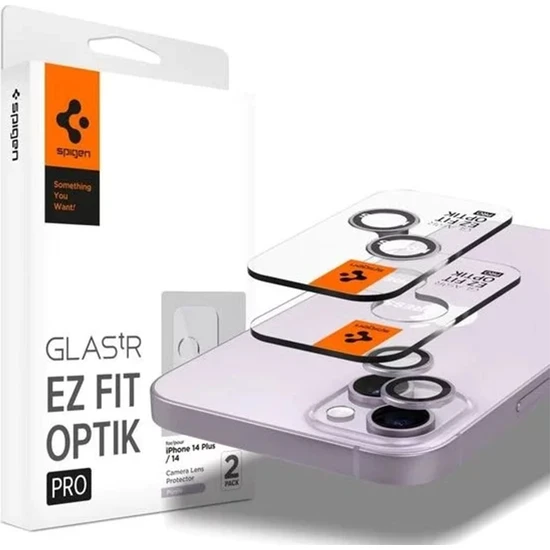 Spigen iPhone 15 / 15 Plus / 14 / 14 Plus Kamera Lens Camı Koruyucu Glas.tR EZ Fit Optik Pro (2 Adet) Pink - AGL07167