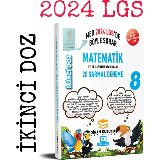 Sinan Kuzucu Yayınları 2024 LGS 8. Sınıf | İkinci Doz Sarmal Branş Denemeleri Matematik
