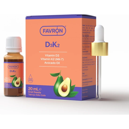 Favron D3K2 Vitamin D3 ve K2 Damla Takviye Edici Gıda 20 ml