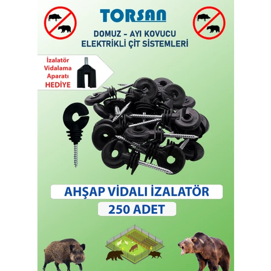 Torsan Elektrikli Çit Tel Ahşap Vidalı İzalatörü 250 Adet