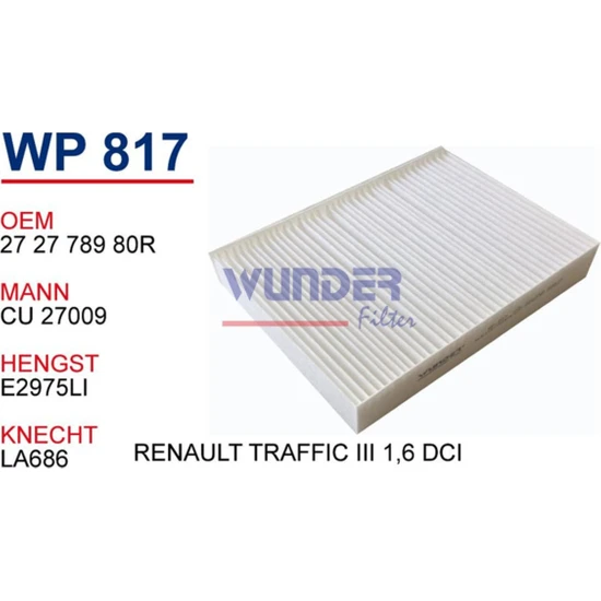 Wunder WP817 Polen Filtresi - Renault Traffic Iıı 1,6 Dci