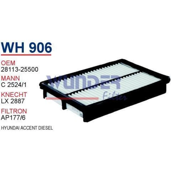 Wunder WH906 Hava Filtresi - Hyundai Accent Dizel