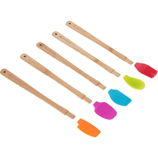 SilverCrest Silver Crest Spt-02 5 Li Renkli 26CM Uzun Silikon Bambu Spatula Seti