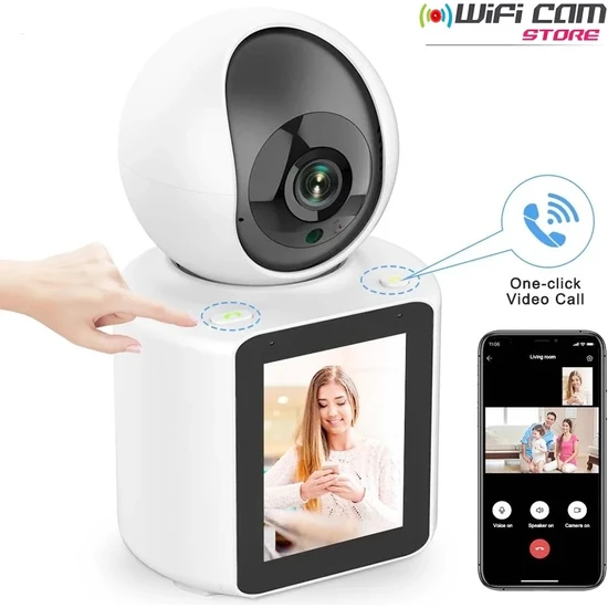 Wificam Plus Ekranlı Görüntülü Görüşme Sağlayan Yeni Nesil Akıllı Kamera Ev-Işyeri-Ofis-Bebek-Yaşlı Hasta Kamerası