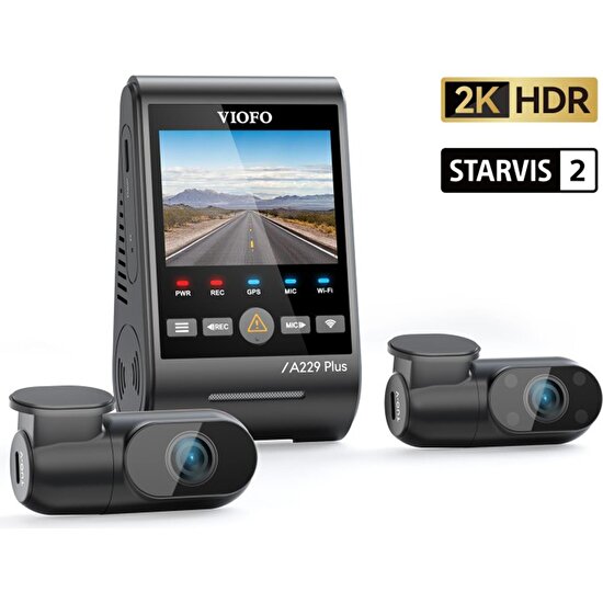 Viofo A229 Plus 3 Kameralı Ön-Iç-Arka 2K+2K+1080P Hdr Sony Starvis 2 Wifi Gps’li Araç Kamerası