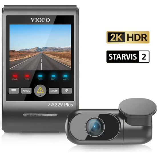 Viofo A229 Plus 2 Kameralı Ön+Arka 2k+2k Hdr Sony Starvis 2 Sensörlü Wi-Fi Gps'li Araç Kamerası