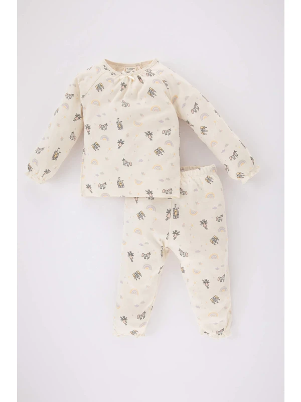 DeFacto Kız Bebek Unicorn Baskılı Uzun Kollu Pijama Takımı B9234A524SP