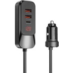 Wiwu Kablolu Araç Şarj Aleti 120W Wiwu WI-QC015 Extend Serisi Dual Type-C + Dual Usb-A Hızlı Şarj Özellik