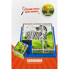 Küpss Safari Hayvanları 3D Küp Puzzle - 9 Küp 6 Yapboz