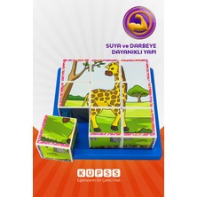 Küpss Safari Hayvanları 3D Küp Puzzle - 9 Küp 6 Yapboz