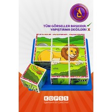 Küpss Safari Hayvanları 3D Küp Puzzle - 9 Küp 6 Yapboz