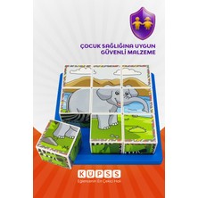 Küpss Safari Hayvanları 3D Küp Puzzle - 9 Küp 6 Yapboz