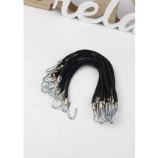 Shopiolog Kançalı Ucu Metal Çengelli Lastik Toka 10 Adet Siyah