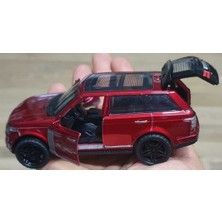 Hepsilazım Die Cast Metal Range Rover Jip 12 cm Oyuncak Araba Çek Bırak Model Araba Kapı Bagaj Açılır Kırmızı