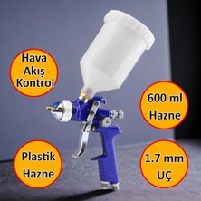 Badem10 Metal Ahşap Plastik Yüzey Boyama Tabancası Üstten Depolu Havalı Boya Tabanca 600 ml 1.7 mm Uç