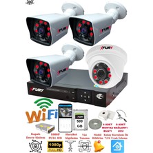 FURY 4 Kameralı 5mp 3.6mm Lens 2mp Görüntü 6 Atom Led Gece Görüşlü FullHd Güvenlik Kamerası 5525di 500GB