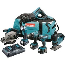 Makita DLX6068PT (DHP453-DHR202-DJV180-DSS611-DTD152-DML802+3 Adet 5 Ah Akü+Çanta) Akülü Set