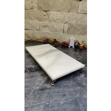 Marble Center %100 Doğal Mermer 3'lü Sunumluk "özel Yeşil Seri" Krom Ayak