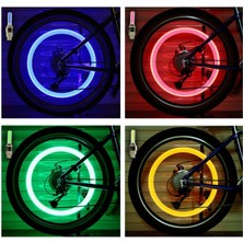 Xiyu Shop Kırmızı ve Sarı Araba Tekerleği LED Işık Motosiklet Bisiklet Işık Lastik Vana Kapağı Dekoratif Lastik Meme Vana Kapakları Lamba Bisiklete Binme Uyarı Kafası Arka Işık (Yurt Dışından)
