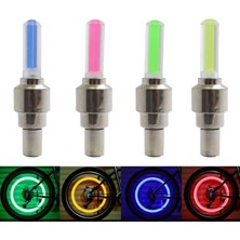 Xiyu Shop Kırmızı ve Sarı Araba Tekerleği LED Işık Motosiklet Bisiklet Işık Lastik Vana Kapağı Dekoratif Lastik Meme Vana Kapakları Lamba Bisiklete Binme Uyarı Kafası Arka Işık (Yurt Dışından)