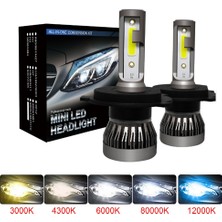 Xiyu Shop H3 Stili 6000K 12000K 2renk Muxall LED Lmpaır Mini Araba Far Ampülleri H1 H7 H8 H9 H11 Far Kiti Hb Hb4 Oto Lamk 8000K (Yurt Dışından)