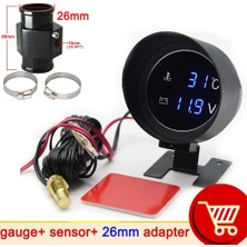 Xiyu Shop 26 mm Siyah Adaptör Stili H Araba Dijital LED Su Sıcaklık Ölçer Santigrat Su Sıcaklığı Ortak Boru Sensörü ile 10 mm Adaptör Npt Voltmetre 2 In 1 (Yurt Dışından)