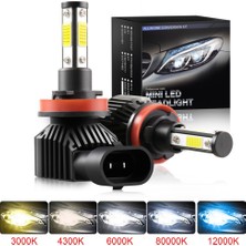 Xiyu Shop H11 Stili D9 2TARAF12000K Yeni Mini LED Turbo Araba Farları H7 H4 H11 H1 H8 H Hb Hb Sis Farları Lambası Oto Ampuller 80W Lm 12V 24V Moto (Yurt Dışından)