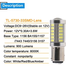 Xiyu Shop NO.7440 Tarzı Kırmızı V Dc Smd Baw BAY15D W Tt Araba LED Dönüş Kuyruk Sinyal Işığı Beyaz Kırmızı Amber Mavi (Yurt Dışından)