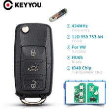 Xiyu Shop 1J0959753AH Stili Keyyou 433MHZ Flip Uzaktan Anahtar Kabuk Vw Golf Passat Polo Jetta Touran Bora Sharan 1jda 1jah 1kg ID48 (Yurt Dışından)