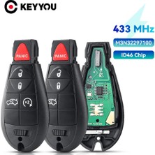 Xiyu Shop 4 Düğme Stili Keyyou Dodge Dart N 5 Düğmeler Araba Uzaktan Anahtarlık 433 Mhz Kımlık Anahtarsız Akıllı Araba Anahtarı (Yurt Dışından)