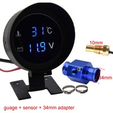 Xiyu Shop 34 mm Adaptör Stili ile H Araba Dijital LED Su Sıcaklık Ölçer Santigrat Su Sıcaklığı Ortak Boru Sensörü ile 10 mm Adaptör Npt Voltmetre 2 In 1 (Yurt Dışından)