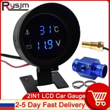 Xiyu Shop 34 mm Adaptör Stili ile H Araba Dijital LED Su Sıcaklık Ölçer Santigrat Su Sıcaklığı Ortak Boru Sensörü ile 10 mm Adaptör Npt Voltmetre 2 In 1 (Yurt Dışından)