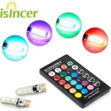 Xiyu Shop 1 Uzaktan 4 Ampul 2 Adet Evrensel Araba Rgb LED 12 V T10 LED Rgb Smd Uzaktan Kumanda Okuma Kama Işık Lisans Ampuller Sinyal Lambası (Yurt Dışından)