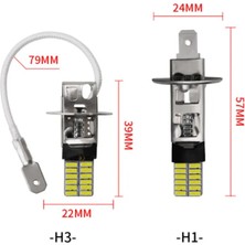 Xiyu Shop H1 Stili H3 2 Parça H3 24 LED Ampul Süper Parlak Hmd Araba Sis Farları Sürüş Gündüz Çalışan Lamba Araba Ampulleri Dc 12V 6500K Araba H3 Beyaz Işık (Yurt Dışından)